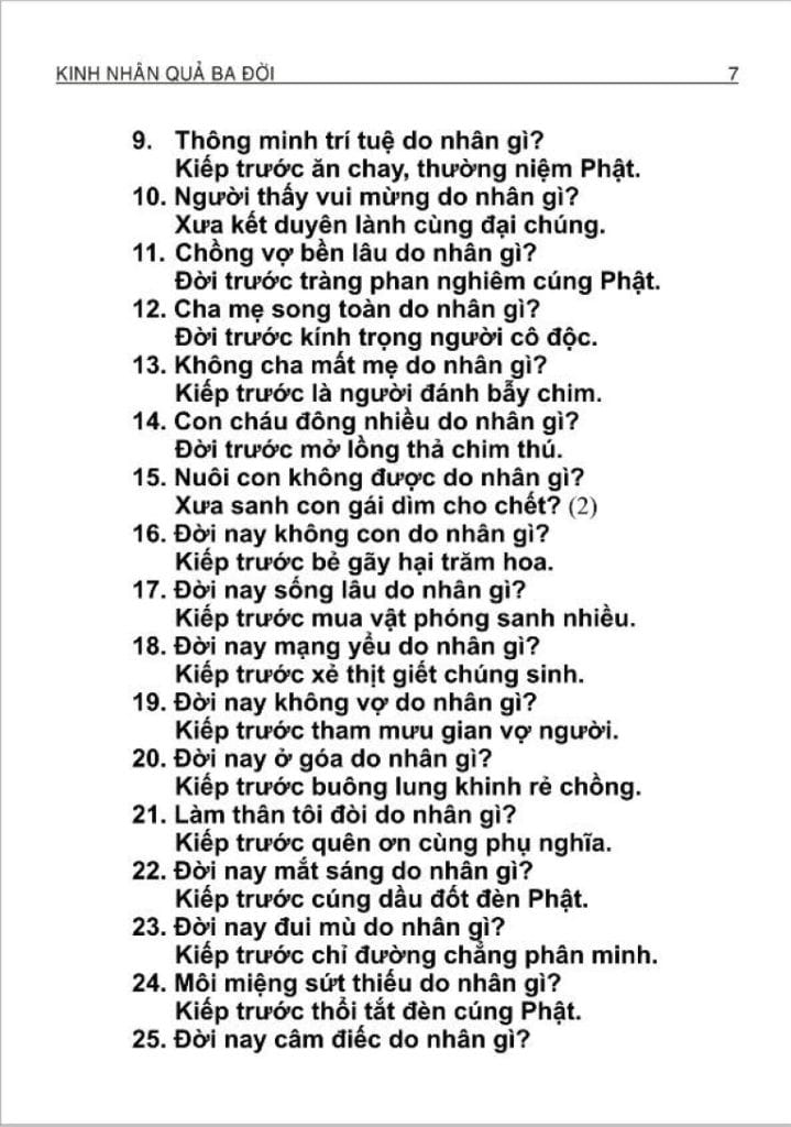Phật Thuyết Kinh Nhân Quả Ba Đời