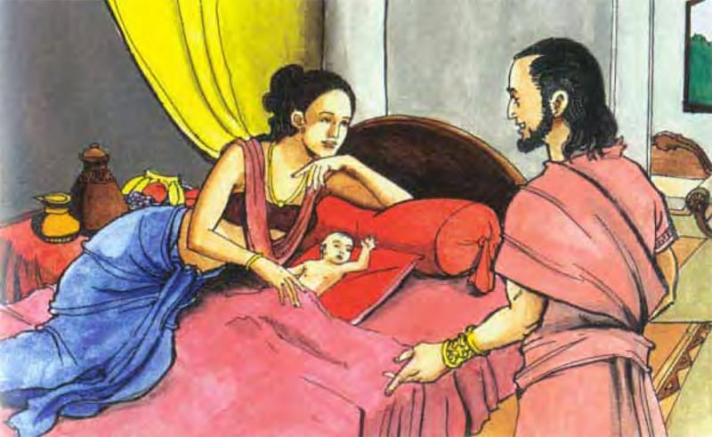 Bhaggavā và Mantani vui mừng bên con trai mới sinh của mình