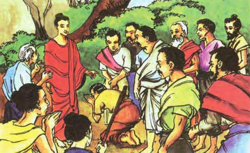 Dân làng cảnh báo Đức Phật về kẻ giết người Angulimāla