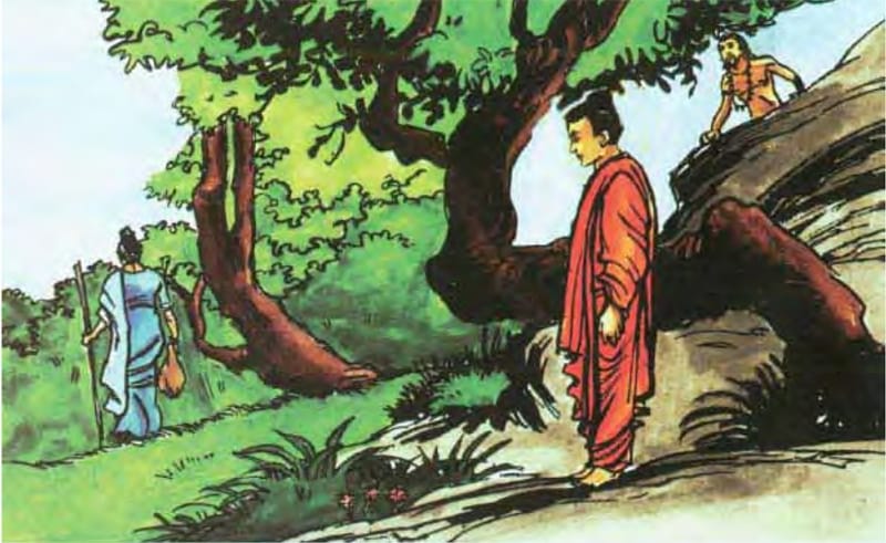 Đức Phật xuất hiện trước Angulimāla như vị tu sĩ bình thường