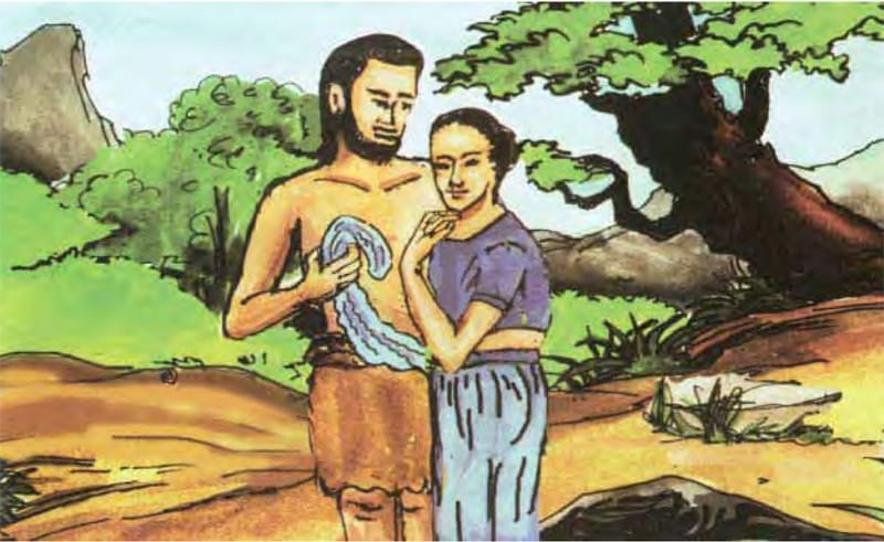 Angulimāla lau nước mặt trên khuôn mặt của mẹ mình