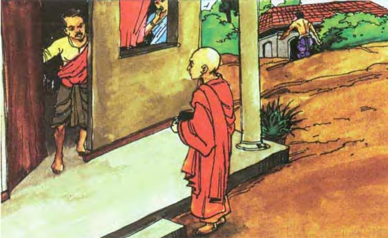 Dân làng miễn cưỡng cúng dường Angulimāla