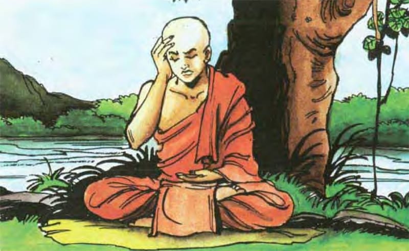 A la hán Angulimāla trải qua khó khăn khi thực tập thiền